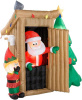  Animated Santa In Outhouse With Elf Scene Christmas Inflatable